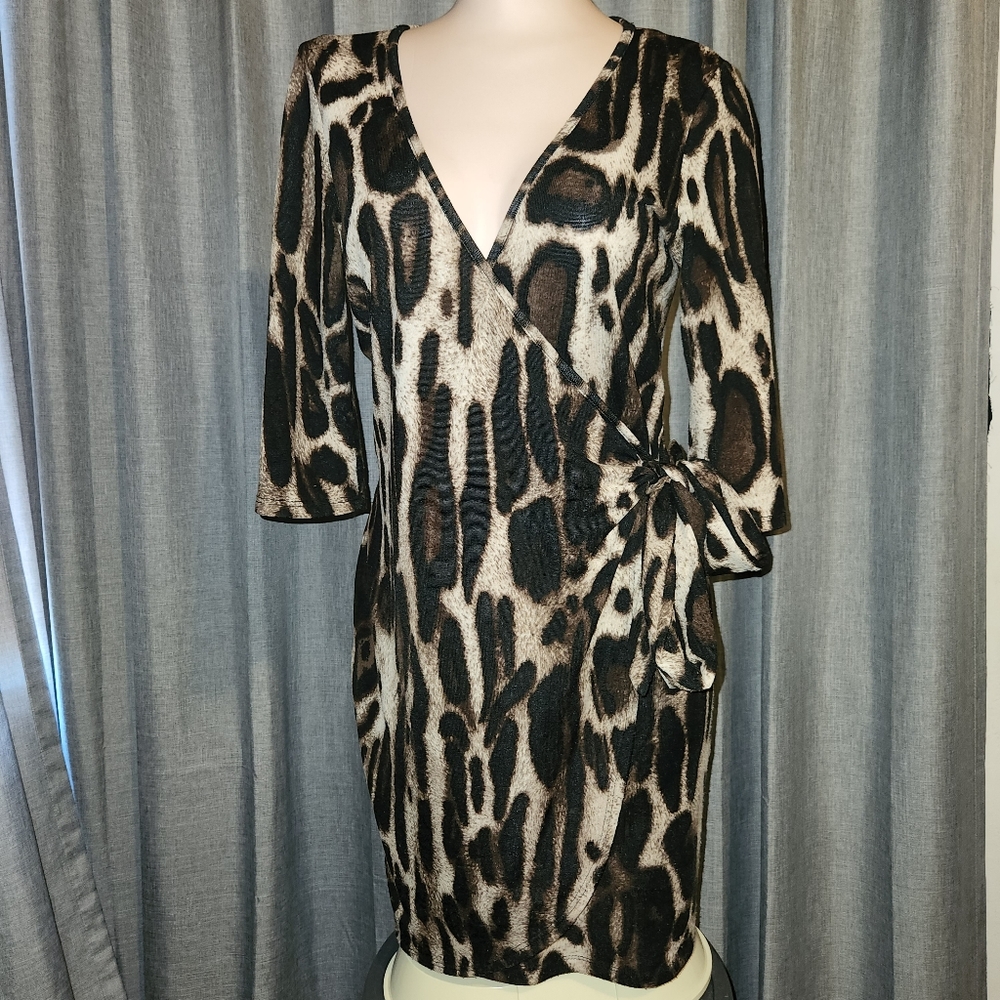Wrap Front Leopard Print Dress